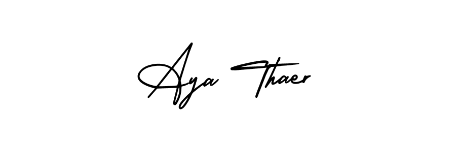 It looks lik you need a new signature style for name Aya Thaer. Design unique handwritten (AmerikaSignatureDemo-Regular) signature with our free signature maker in just a few clicks. Aya Thaer signature style 3 images and pictures png
