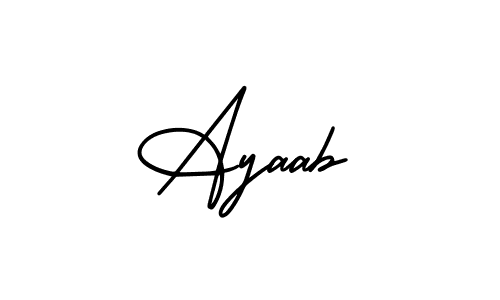 Use a signature maker to create a handwritten signature online. With this signature software, you can design (AmerikaSignatureDemo-Regular) your own signature for name Ayaab. Ayaab signature style 3 images and pictures png