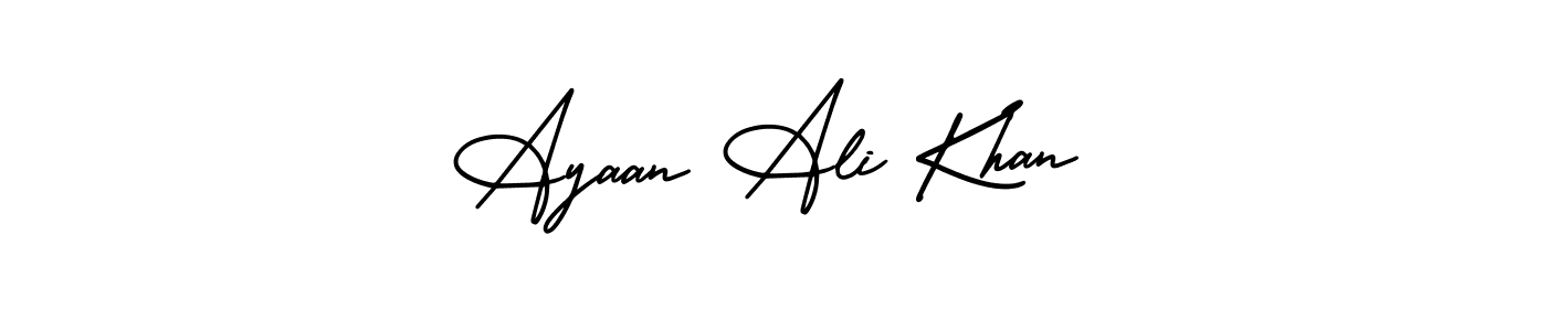 This is the best signature style for the Ayaan Ali Khan name. Also you like these signature font (AmerikaSignatureDemo-Regular). Mix name signature. Ayaan Ali Khan signature style 3 images and pictures png