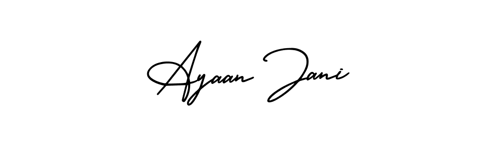if you are searching for the best signature style for your name Ayaan Jani. so please give up your signature search. here we have designed multiple signature styles  using AmerikaSignatureDemo-Regular. Ayaan Jani signature style 3 images and pictures png