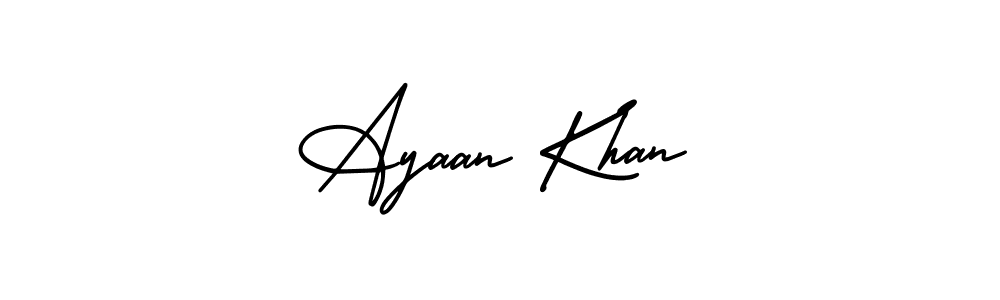 You should practise on your own different ways (AmerikaSignatureDemo-Regular) to write your name (Ayaan Khan) in signature. don't let someone else do it for you. Ayaan Khan signature style 3 images and pictures png