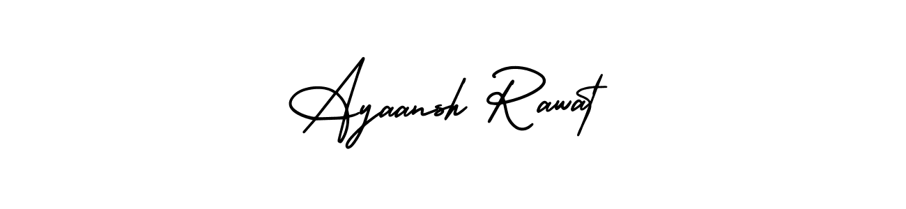 You should practise on your own different ways (AmerikaSignatureDemo-Regular) to write your name (Ayaansh Rawat) in signature. don't let someone else do it for you. Ayaansh Rawat signature style 3 images and pictures png