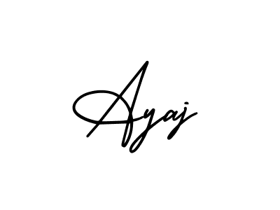 You should practise on your own different ways (AmerikaSignatureDemo-Regular) to write your name (Ayaj) in signature. don't let someone else do it for you. Ayaj signature style 3 images and pictures png