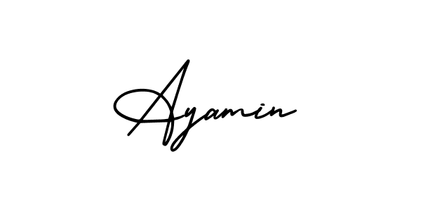 The best way (AmerikaSignatureDemo-Regular) to make a short signature is to pick only two or three words in your name. The name Ayamin include a total of six letters. For converting this name. Ayamin signature style 3 images and pictures png