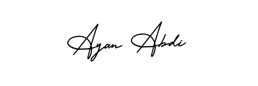 This is the best signature style for the Ayan Abdi name. Also you like these signature font (AmerikaSignatureDemo-Regular). Mix name signature. Ayan Abdi signature style 3 images and pictures png