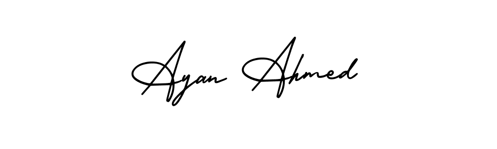 Similarly AmerikaSignatureDemo-Regular is the best handwritten signature design. Signature creator online .You can use it as an online autograph creator for name Ayan Ahmed. Ayan Ahmed signature style 3 images and pictures png