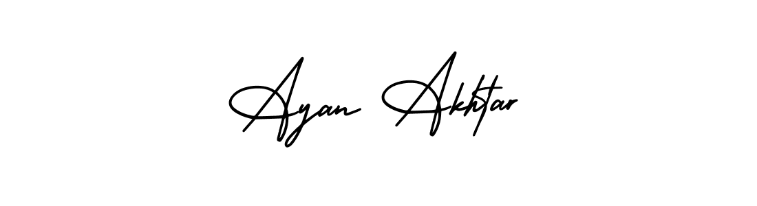 The best way (AmerikaSignatureDemo-Regular) to make a short signature is to pick only two or three words in your name. The name Ayan Akhtar include a total of six letters. For converting this name. Ayan Akhtar signature style 3 images and pictures png