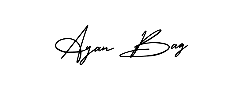 You should practise on your own different ways (AmerikaSignatureDemo-Regular) to write your name (Ayan Bag) in signature. don't let someone else do it for you. Ayan Bag signature style 3 images and pictures png