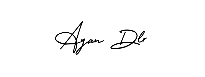 You should practise on your own different ways (AmerikaSignatureDemo-Regular) to write your name (Ayan Dlr) in signature. don't let someone else do it for you. Ayan Dlr signature style 3 images and pictures png
