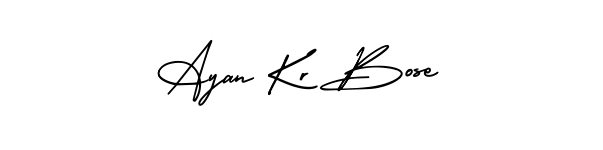 You should practise on your own different ways (AmerikaSignatureDemo-Regular) to write your name (Ayan Kr Bose) in signature. don't let someone else do it for you. Ayan Kr Bose signature style 3 images and pictures png