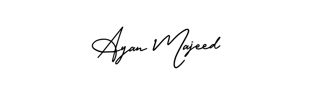 This is the best signature style for the Ayan Majeed name. Also you like these signature font (AmerikaSignatureDemo-Regular). Mix name signature. Ayan Majeed signature style 3 images and pictures png