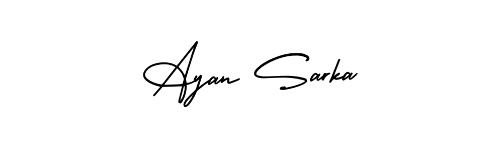 You should practise on your own different ways (AmerikaSignatureDemo-Regular) to write your name (Ayan Sarka) in signature. don't let someone else do it for you. Ayan Sarka signature style 3 images and pictures png