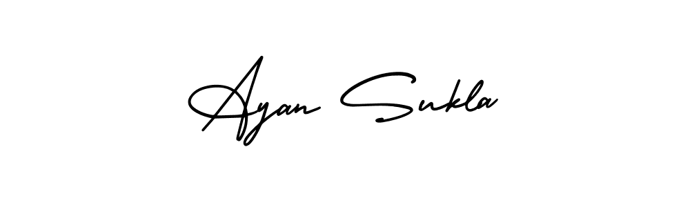 The best way (AmerikaSignatureDemo-Regular) to make a short signature is to pick only two or three words in your name. The name Ayan Sukla include a total of six letters. For converting this name. Ayan Sukla signature style 3 images and pictures png