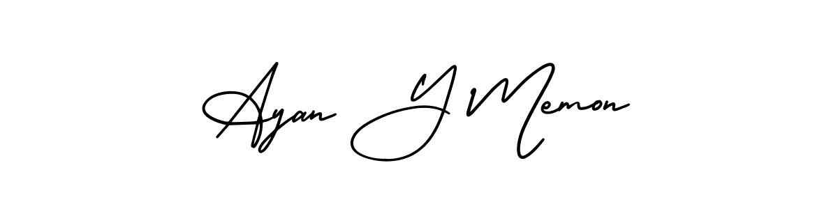 How to make Ayan Y Memon name signature. Use AmerikaSignatureDemo-Regular style for creating short signs online. This is the latest handwritten sign. Ayan Y Memon signature style 3 images and pictures png