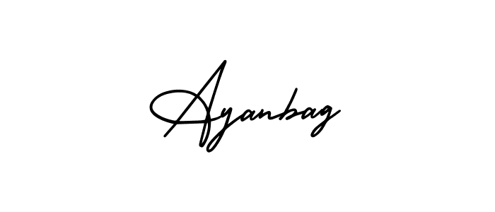 You should practise on your own different ways (AmerikaSignatureDemo-Regular) to write your name (Ayanbag) in signature. don't let someone else do it for you. Ayanbag signature style 3 images and pictures png