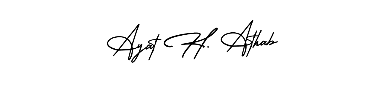 Design your own signature with our free online signature maker. With this signature software, you can create a handwritten (AmerikaSignatureDemo-Regular) signature for name Ayat H. Athab. Ayat H. Athab signature style 3 images and pictures png