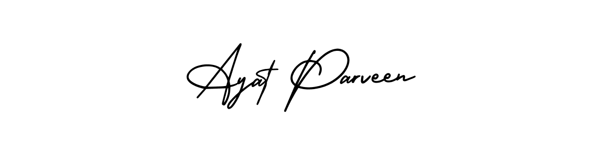 You should practise on your own different ways (AmerikaSignatureDemo-Regular) to write your name (Ayat Parveen) in signature. don't let someone else do it for you. Ayat Parveen signature style 3 images and pictures png