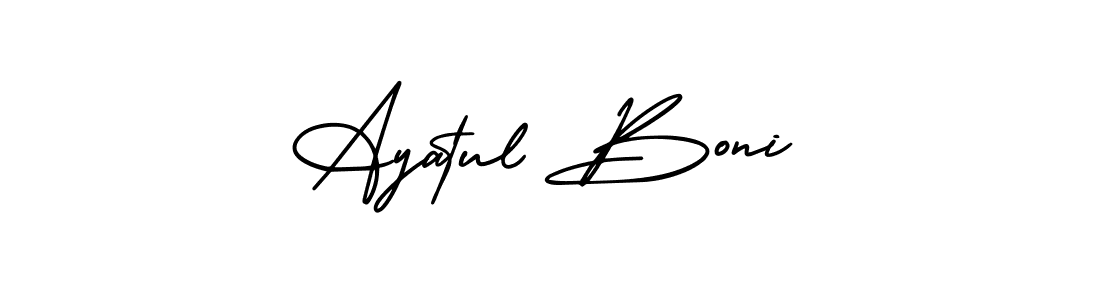 It looks lik you need a new signature style for name Ayatul Boni. Design unique handwritten (AmerikaSignatureDemo-Regular) signature with our free signature maker in just a few clicks. Ayatul Boni signature style 3 images and pictures png