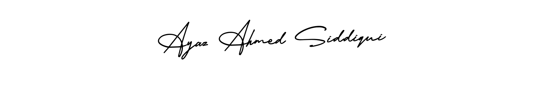 This is the best signature style for the Ayaz Ahmed Siddiqui name. Also you like these signature font (AmerikaSignatureDemo-Regular). Mix name signature. Ayaz Ahmed Siddiqui signature style 3 images and pictures png