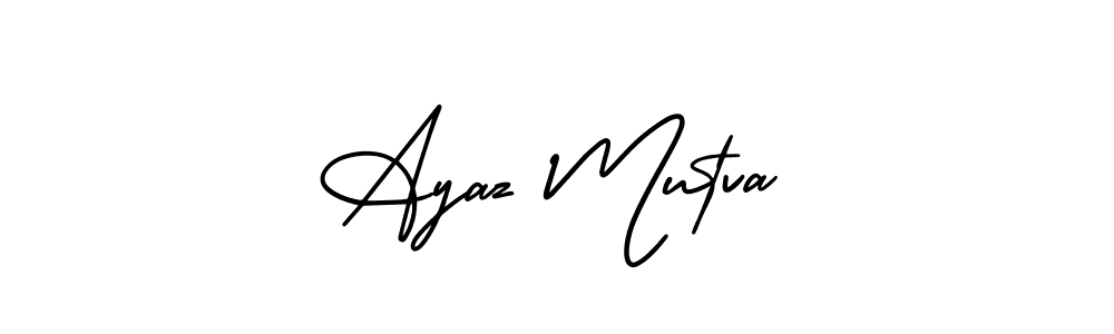 The best way (AmerikaSignatureDemo-Regular) to make a short signature is to pick only two or three words in your name. The name Ayaz Mutva include a total of six letters. For converting this name. Ayaz Mutva signature style 3 images and pictures png