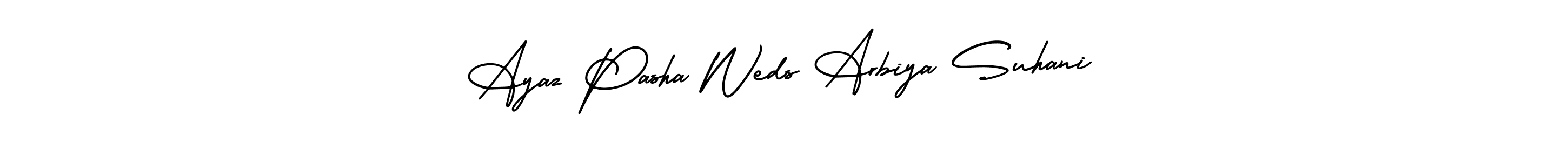 Create a beautiful signature design for name Ayaz Pasha Weds Arbiya Suhani. With this signature (AmerikaSignatureDemo-Regular) fonts, you can make a handwritten signature for free. Ayaz Pasha Weds Arbiya Suhani signature style 3 images and pictures png