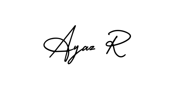 The best way (AmerikaSignatureDemo-Regular) to make a short signature is to pick only two or three words in your name. The name Ayaz R include a total of six letters. For converting this name. Ayaz R signature style 3 images and pictures png