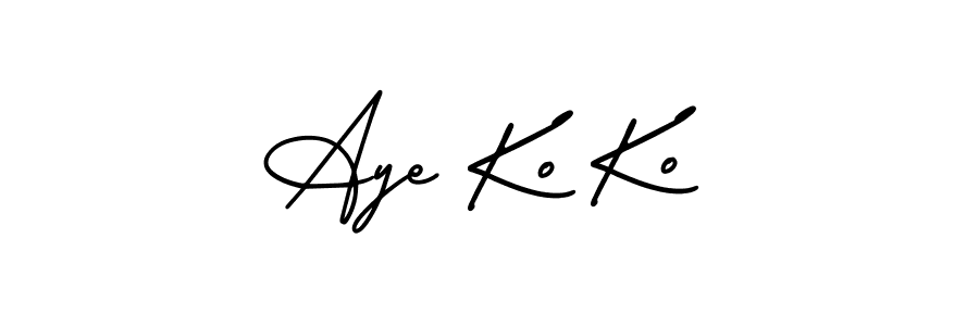 Also You can easily find your signature by using the search form. We will create Aye Ko Ko name handwritten signature images for you free of cost using AmerikaSignatureDemo-Regular sign style. Aye Ko Ko signature style 3 images and pictures png