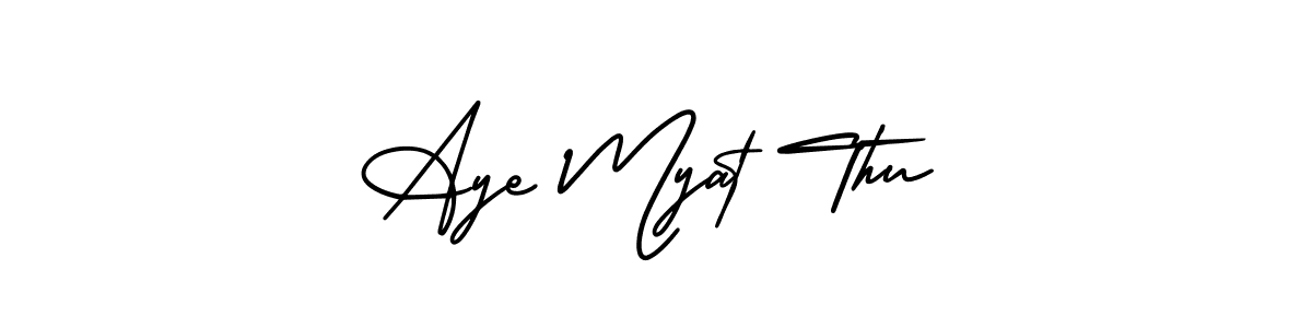 Use a signature maker to create a handwritten signature online. With this signature software, you can design (AmerikaSignatureDemo-Regular) your own signature for name Aye Myat Thu. Aye Myat Thu signature style 3 images and pictures png