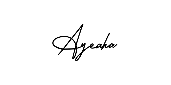 You should practise on your own different ways (AmerikaSignatureDemo-Regular) to write your name (Ayeaha) in signature. don't let someone else do it for you. Ayeaha signature style 3 images and pictures png