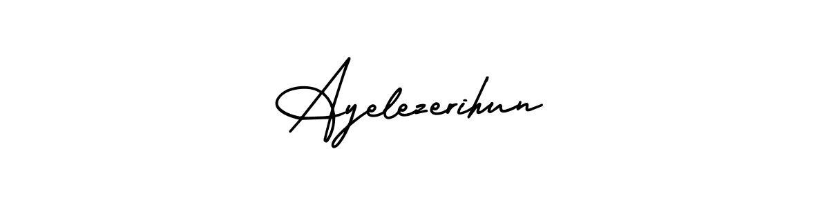 How to make Ayelezerihun name signature. Use AmerikaSignatureDemo-Regular style for creating short signs online. This is the latest handwritten sign. Ayelezerihun signature style 3 images and pictures png