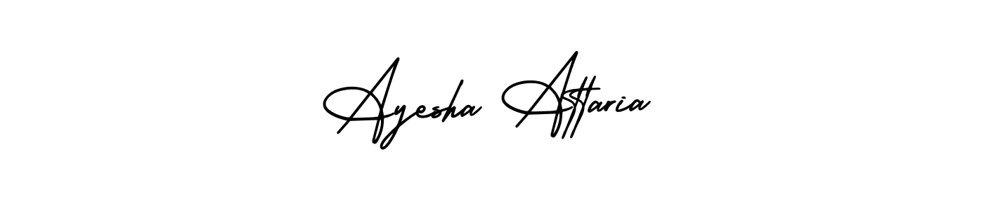 You should practise on your own different ways (AmerikaSignatureDemo-Regular) to write your name (Ayesha Attaria) in signature. don't let someone else do it for you. Ayesha Attaria signature style 3 images and pictures png
