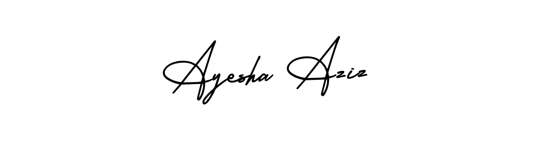 The best way (AmerikaSignatureDemo-Regular) to make a short signature is to pick only two or three words in your name. The name Ayesha Aziz include a total of six letters. For converting this name. Ayesha Aziz signature style 3 images and pictures png