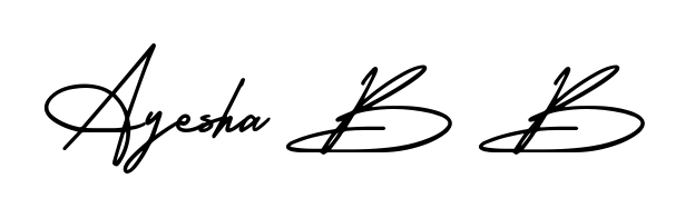 The AmerikaSignatureDemo-Regular font gives name Ayesha B B a signature that looks effortless yet distinguished. Download high-res PNG instantly. Ayesha B B signature style 3 images and pictures png