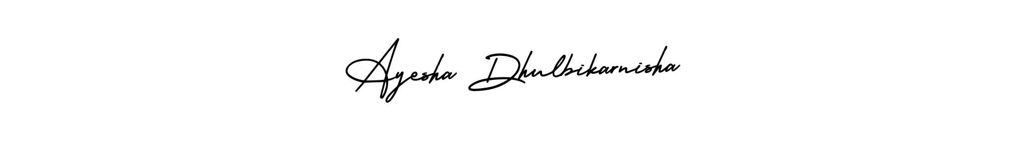 if you are searching for the best signature style for your name Ayesha Dhulbikarnisha. so please give up your signature search. here we have designed multiple signature styles  using AmerikaSignatureDemo-Regular. Ayesha Dhulbikarnisha signature style 3 images and pictures png