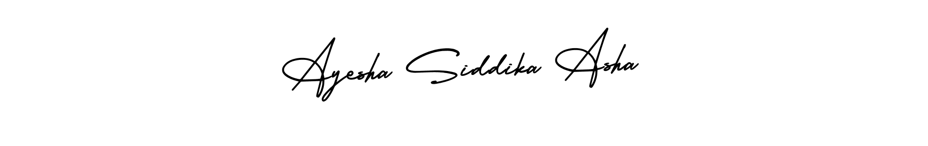 How to make Ayesha Siddika Asha name signature. Use AmerikaSignatureDemo-Regular style for creating short signs online. This is the latest handwritten sign. Ayesha Siddika Asha signature style 3 images and pictures png