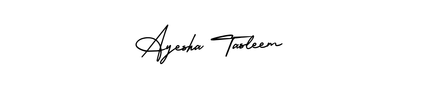 The best way (AmerikaSignatureDemo-Regular) to make a short signature is to pick only two or three words in your name. The name Ayesha Tasleem include a total of six letters. For converting this name. Ayesha Tasleem signature style 3 images and pictures png