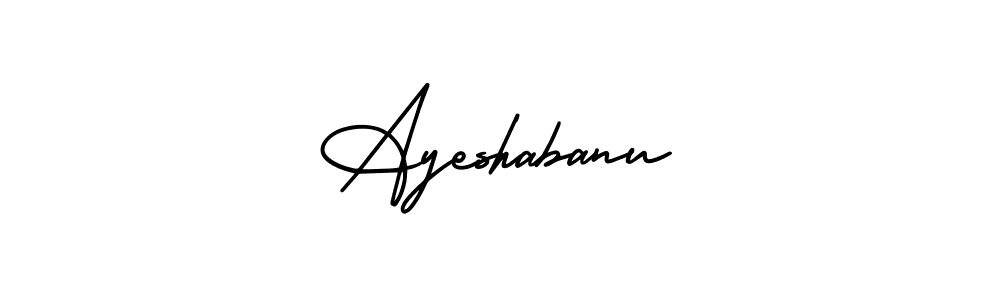 The best way (AmerikaSignatureDemo-Regular) to make a short signature is to pick only two or three words in your name. The name Ayeshabanu include a total of six letters. For converting this name. Ayeshabanu signature style 3 images and pictures png