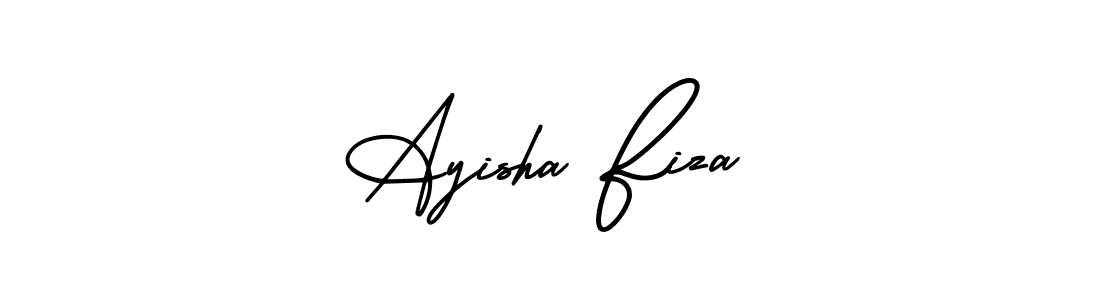 The best way (AmerikaSignatureDemo-Regular) to make a short signature is to pick only two or three words in your name. The name Ayisha Fiza include a total of six letters. For converting this name. Ayisha Fiza signature style 3 images and pictures png