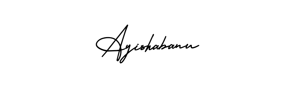 How to make Ayishabanu name signature. Use AmerikaSignatureDemo-Regular style for creating short signs online. This is the latest handwritten sign. Ayishabanu signature style 3 images and pictures png