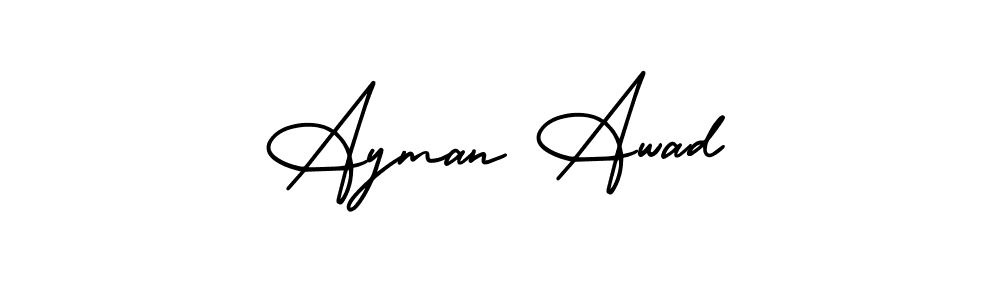 Make a short Ayman Awad signature style. Manage your documents anywhere anytime using AmerikaSignatureDemo-Regular. Create and add eSignatures, submit forms, share and send files easily. Ayman Awad signature style 3 images and pictures png