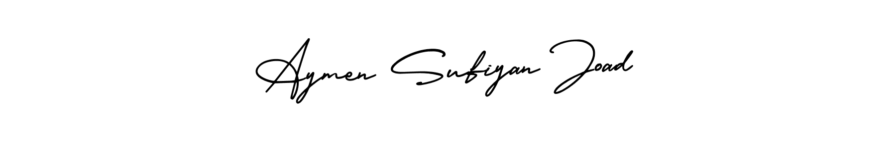 You should practise on your own different ways (AmerikaSignatureDemo-Regular) to write your name (Aymen Sufiyan Joad) in signature. don't let someone else do it for you. Aymen Sufiyan Joad signature style 3 images and pictures png