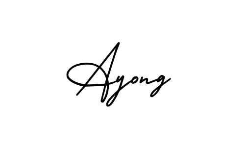 You should practise on your own different ways (AmerikaSignatureDemo-Regular) to write your name (Ayong) in signature. don't let someone else do it for you. Ayong signature style 3 images and pictures png