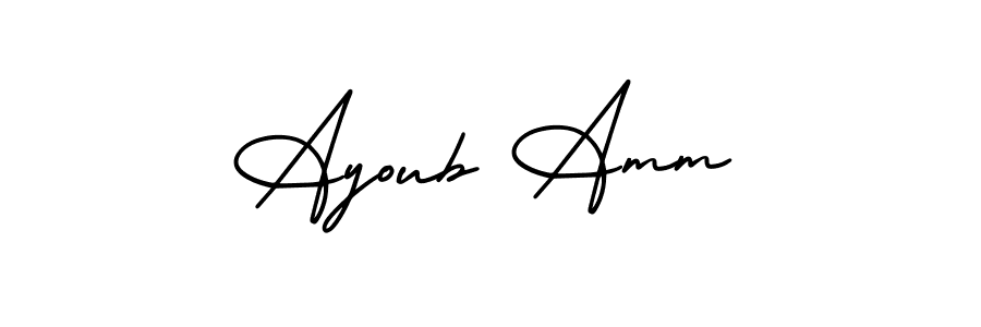 Also You can easily find your signature by using the search form. We will create Ayoub Amm name handwritten signature images for you free of cost using AmerikaSignatureDemo-Regular sign style. Ayoub Amm signature style 3 images and pictures png