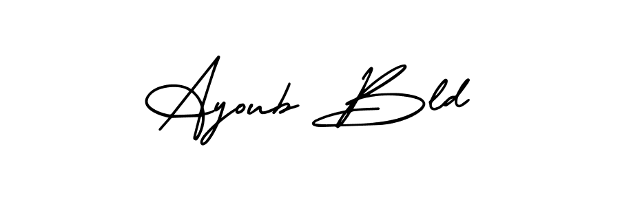 This is the best signature style for the Ayoub Bld name. Also you like these signature font (AmerikaSignatureDemo-Regular). Mix name signature. Ayoub Bld signature style 3 images and pictures png
