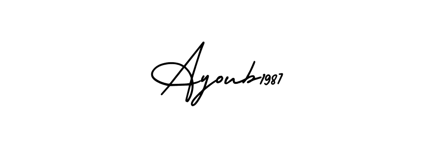 How to make Ayoub1987 name signature. Use AmerikaSignatureDemo-Regular style for creating short signs online. This is the latest handwritten sign. Ayoub1987 signature style 3 images and pictures png