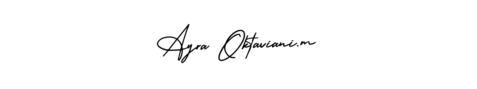 How to Draw Ayra Oktaviani.m signature style? AmerikaSignatureDemo-Regular is a latest design signature styles for name Ayra Oktaviani.m. Ayra Oktaviani.m signature style 3 images and pictures png