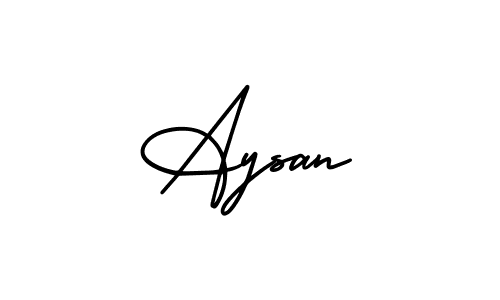 You should practise on your own different ways (AmerikaSignatureDemo-Regular) to write your name (Aysan) in signature. don't let someone else do it for you. Aysan signature style 3 images and pictures png