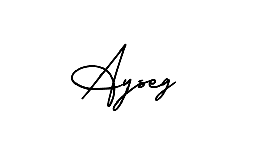 You should practise on your own different ways (AmerikaSignatureDemo-Regular) to write your name (Ayseg) in signature. don't let someone else do it for you. Ayseg signature style 3 images and pictures png