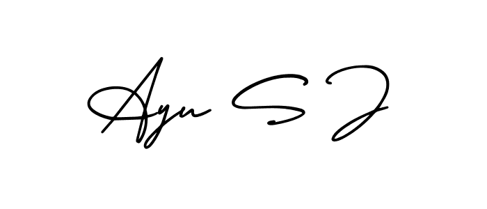 if you are searching for the best signature style for your name Ayu S J. so please give up your signature search. here we have designed multiple signature styles  using AmerikaSignatureDemo-Regular. Ayu S J signature style 3 images and pictures png