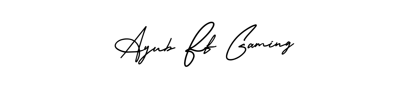 You should practise on your own different ways (AmerikaSignatureDemo-Regular) to write your name (Ayub Ff Gaming) in signature. don't let someone else do it for you. Ayub Ff Gaming signature style 3 images and pictures png